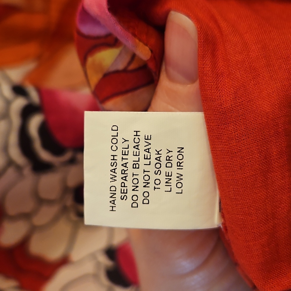 Ritu Kumar Red Floral Embroidered Cotton Dress, 4, XS, Boho, Beaded, Vacation - Picture 8 of 12